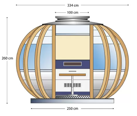 Orbo Palazzo-L lijntekening voorzijde met afmetingen